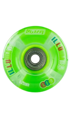 Crazy Illumin8 LED Light Up Wheels 2pk Green 58mm