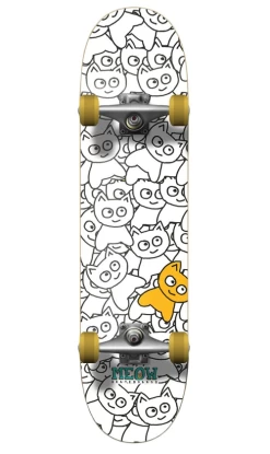 Meow Sticker Pile White Skateboard 8.0in