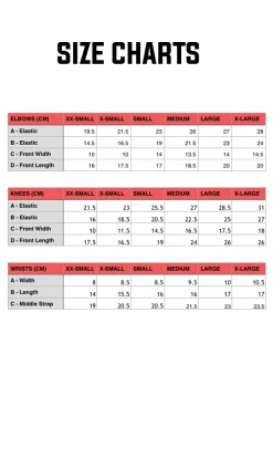 Skate Connection Protective Pad Set -Trendy Skate Shop SCPadsSizeChartFINAL