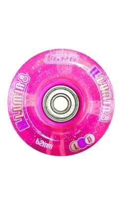 Crazy Illumin8 LED Light Up Wheels 2pk Pink Glitter 62mm