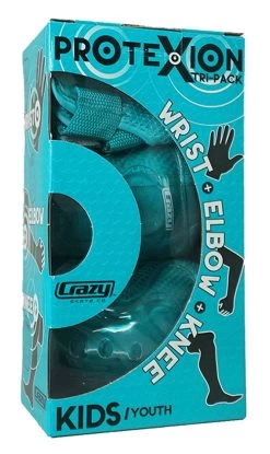 Crazy Protexion Kids Tri-Pack Teal -Trendy Skate Shop teal protection2